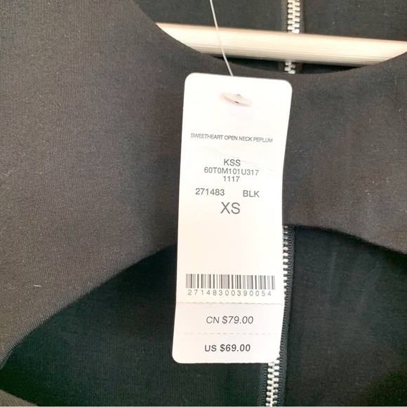 Bebe Black Sweetheart Bustier Neck Keyhole Peplum Top Blouse - Picture 7 of 7